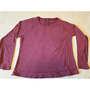 Sz XXL XERSION Maroon Heather Long-Sleeve Crew-Neck Active Top